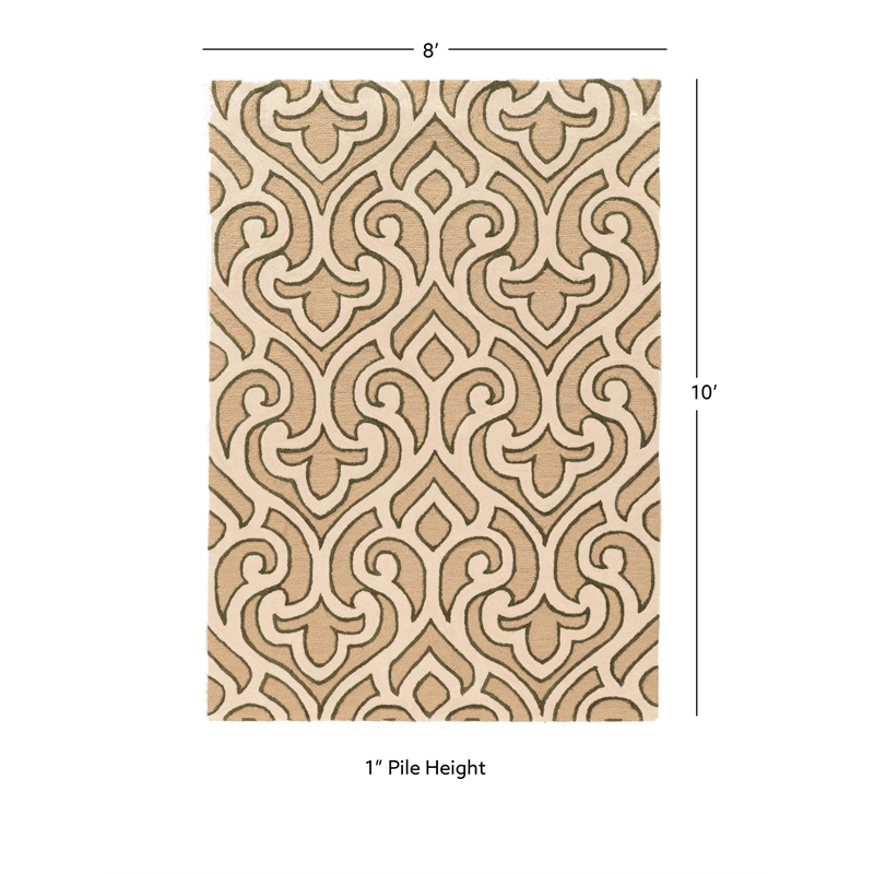 Linon Trio Marple Hand Tufted Polyester 8'x10' Area Rug in Ivory