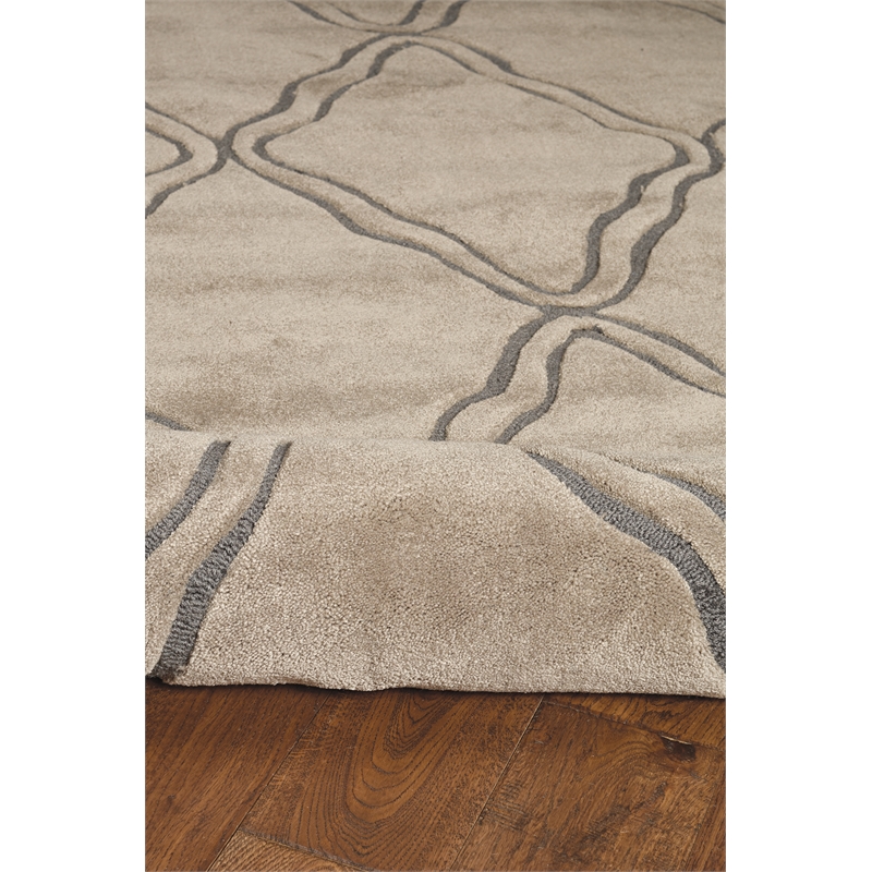 Linon Trio Marple Hand Tufted Polyester 5'x7' Rug in Ivory