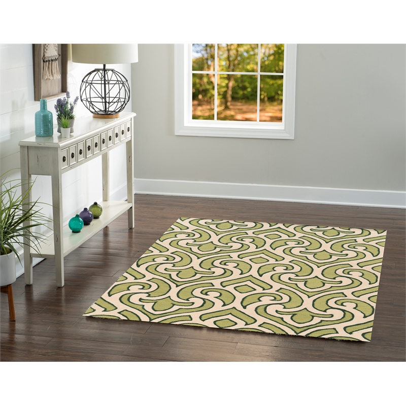 Linon Trio Marple Hand Tufted Polyester 5'x7' Rug in Ivory