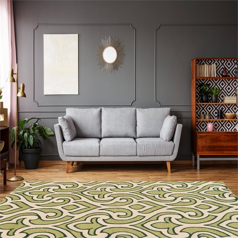 Linon Trio Marple Hand Tufted Polyester 8'x10' Rug in Ivory