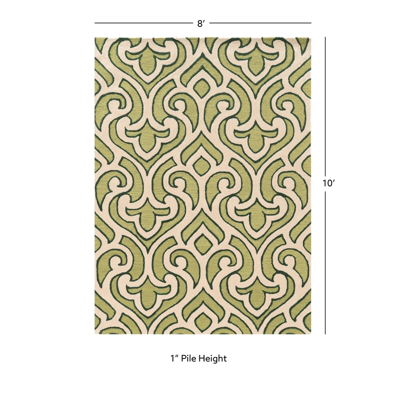 Linon Trio Marple Hand Tufted Polyester 8'x10' Rug in Ivory