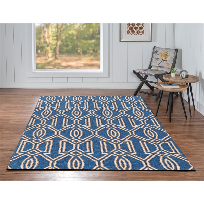 Linon Trio Sariay Hand Tufted Polyester 5'x7' Rug in Blue