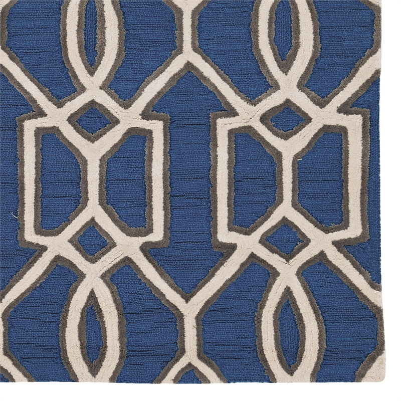 Linon Trio Sariay Hand Tufted Polyester 5'x7' Rug in Blue