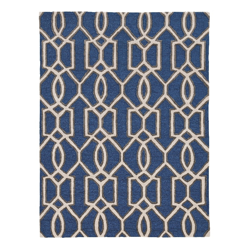 Linon Trio Sariay Hand Tufted Polyester 5'x7' Rug in Blue