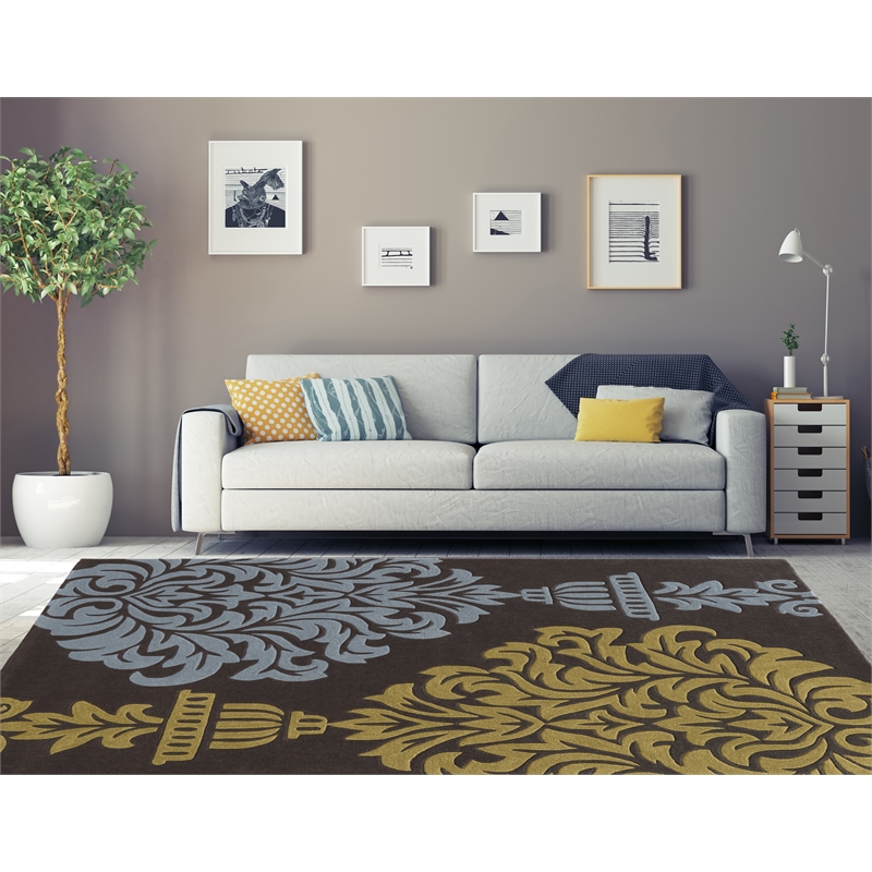 Linon Trio Burdette Hand Tufted Polyester 8'x10' Rug in Gray