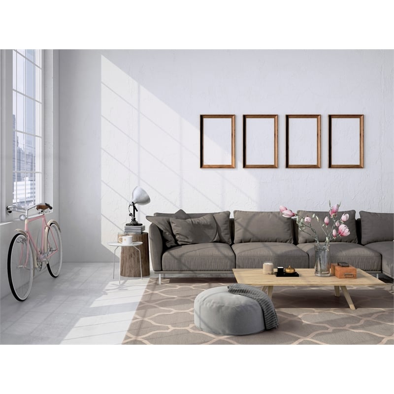 Linon Trio Geo Hand Tufted Polyester 8'x10' Rug in Gray