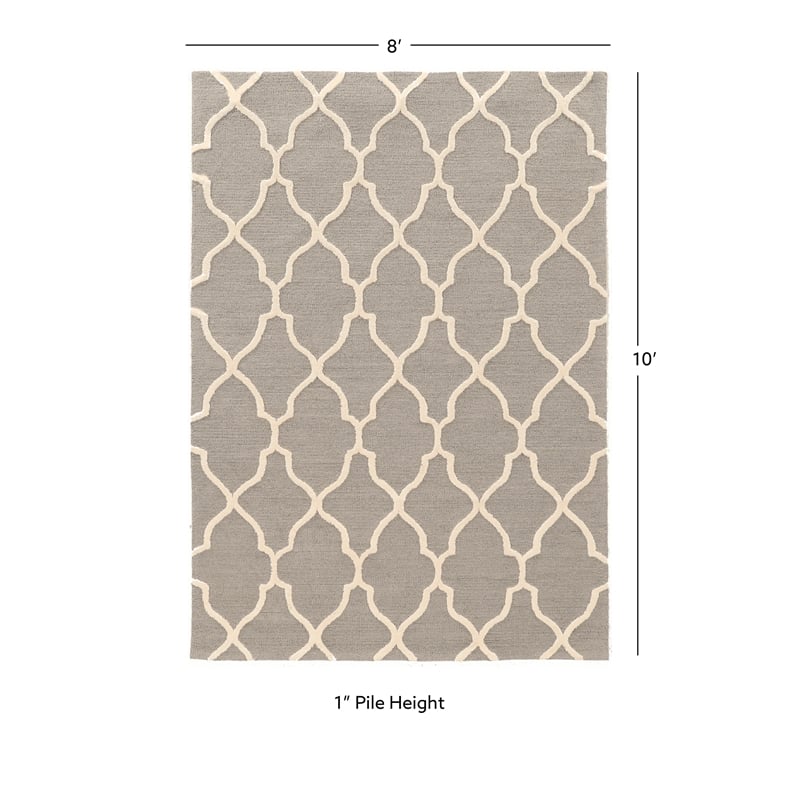 Linon Trio Geo Hand Tufted Polyester 8'x10' Rug in Gray