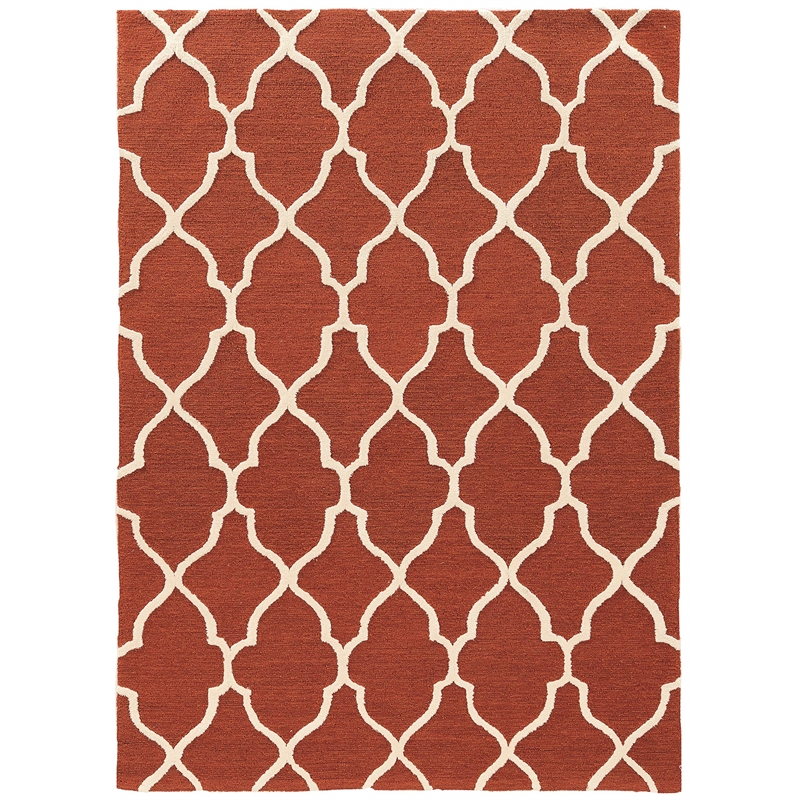 Linon Trio Geo Hand Tufted Polyester 8'x10' Rug in Rust Orange