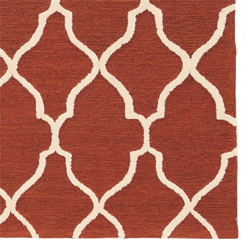 Linon Trio Geo Hand Tufted Polyester 8'x10' Rug in Rust Orange