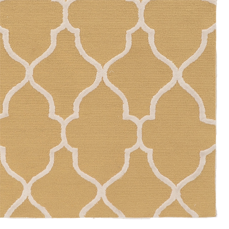 Linon Trio Geo Hand Tufted Polyester 5'x7' Rug in Yellow