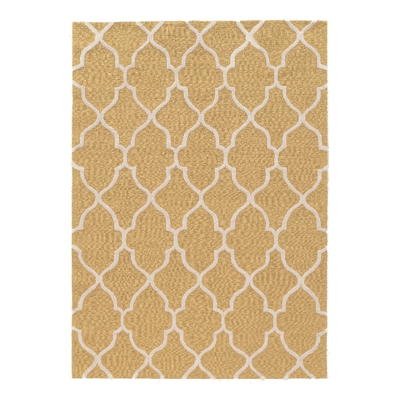 Linon Trio Geo Hand Tufted Polyester 5'x7' Rug in Yellow