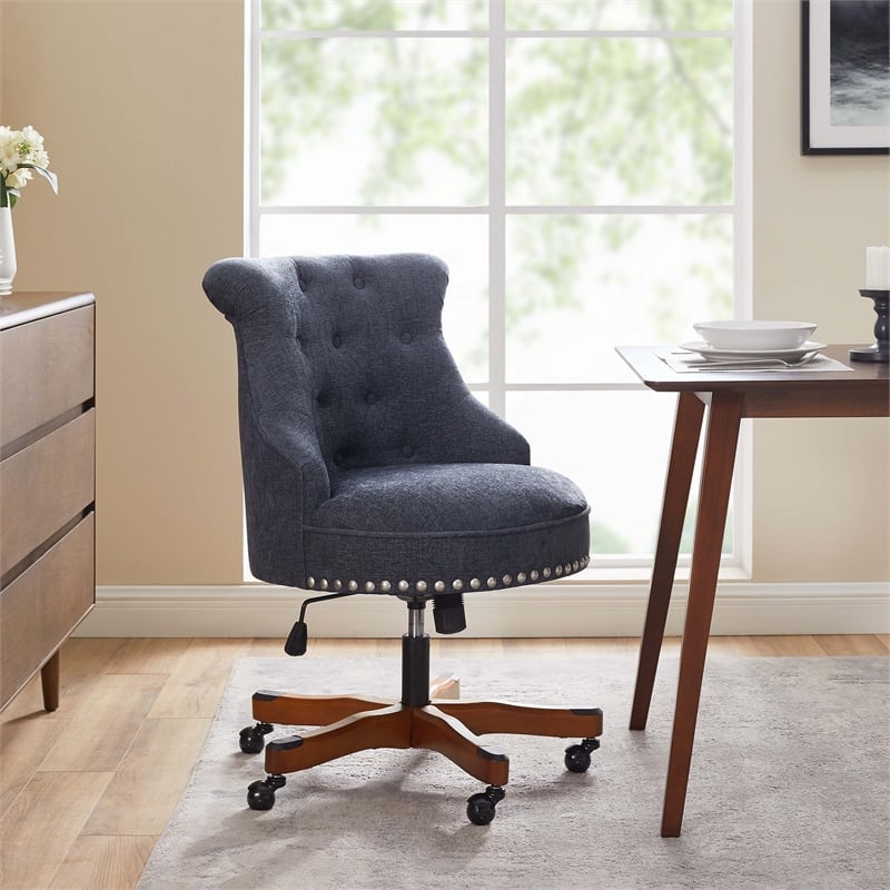 blue wooden desk chair