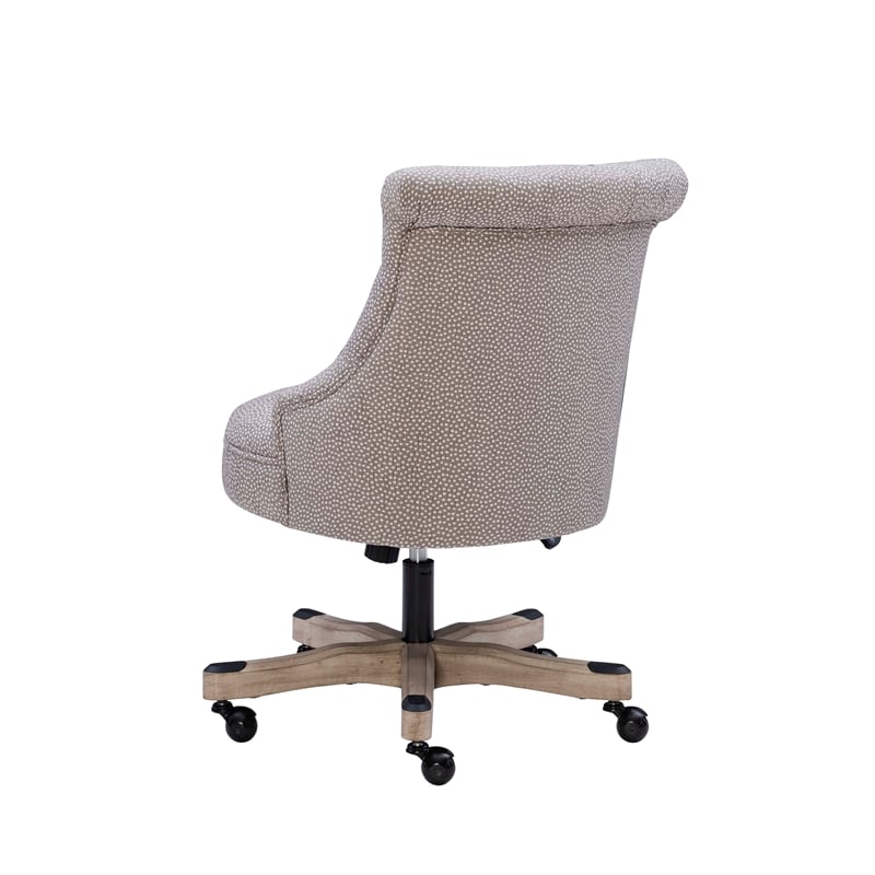 linon sinclair wood upholstered office chair in natural beige