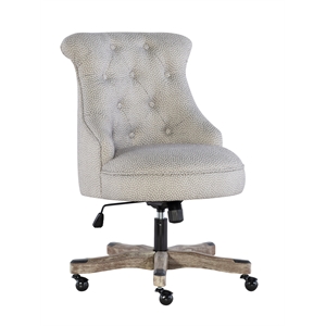 linon sinclair fabric button tufted gray wash base office swivel chair