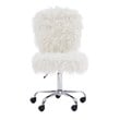 Linon Cami Faux Fur Upholstered Armless Office Task Chair in White