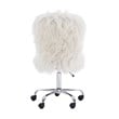Linon Cami Faux Fur Upholstered Armless Office Task Chair in White