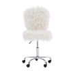 Linon Cami Faux Fur Upholstered Armless Office Task Chair in White