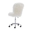 Linon Cami Faux Fur Upholstered Armless Office Task Chair in White