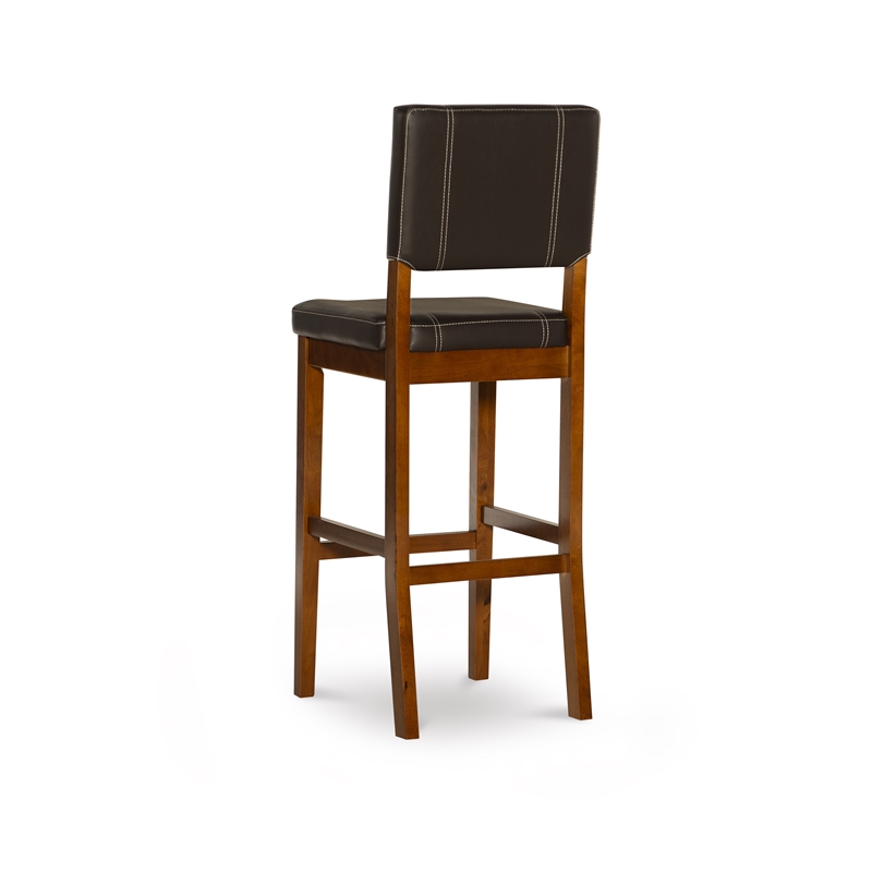 Linon Milano 30" Wood Bar Stool in Dark Brown