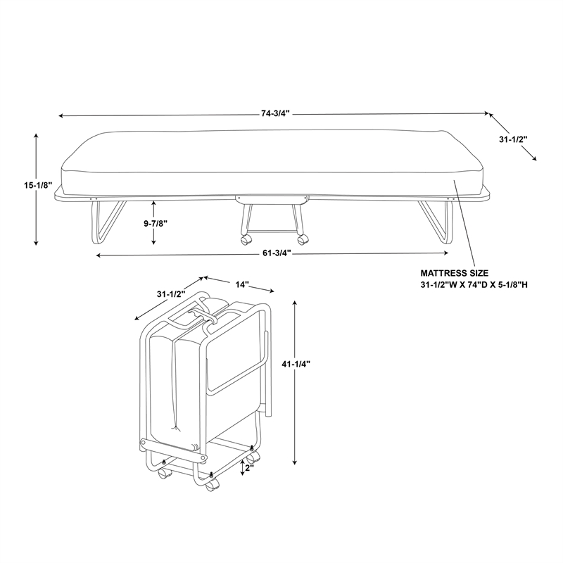 Torino Roll Away Folding Guest Bed