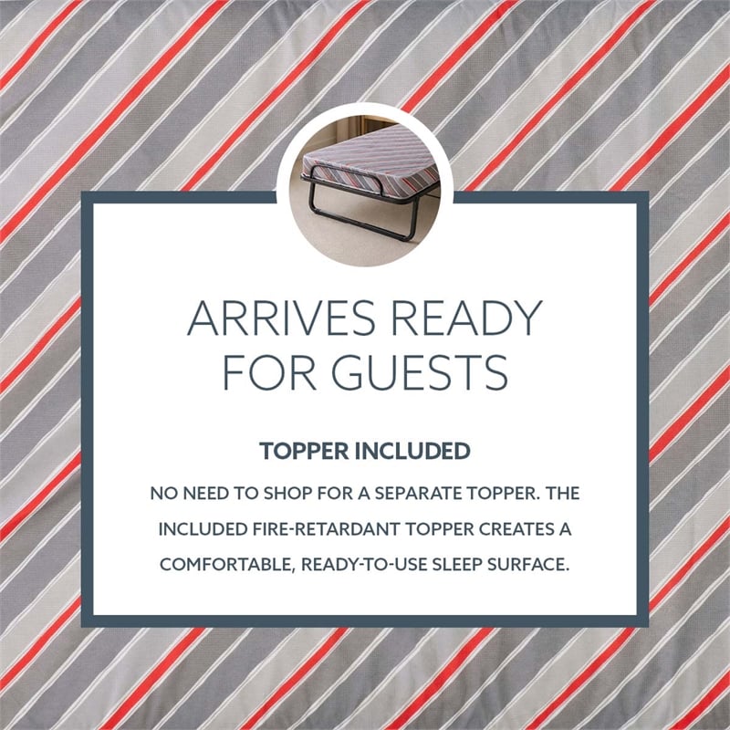 Linon Torino Metal and Fabric Folding Bed in Gray