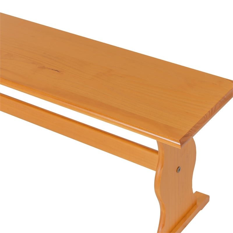 Linon Chelsea Dining Bench in Honey Pine Finished Wood