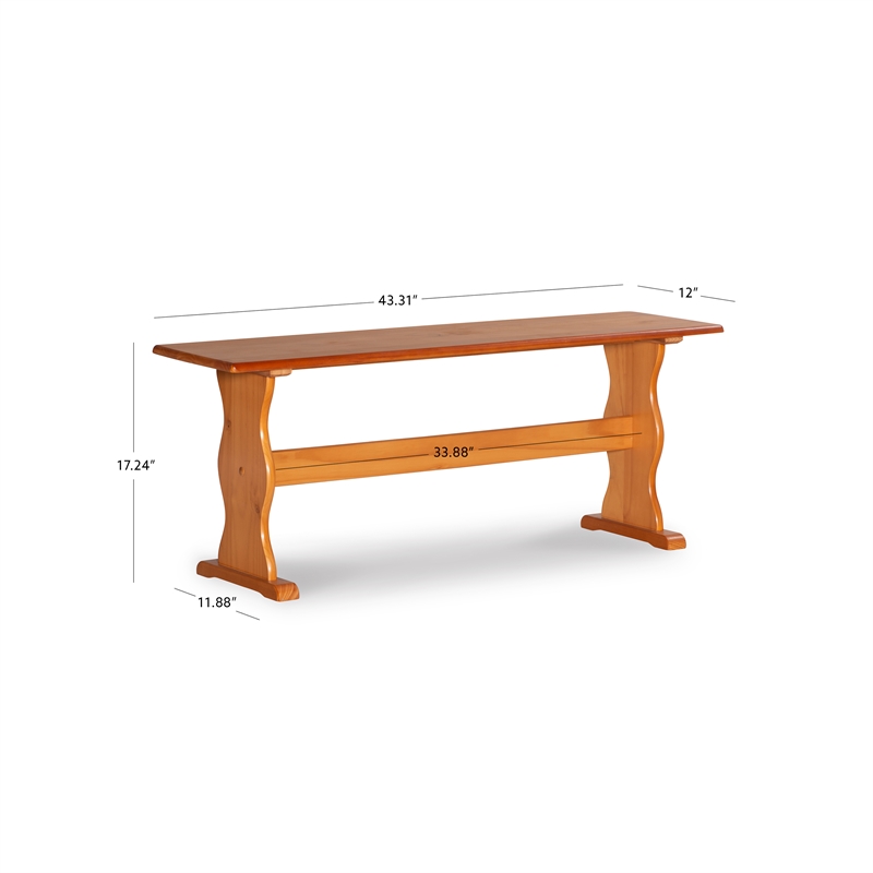 Linon Chelsea Dining Bench in Honey Pine Finished Wood