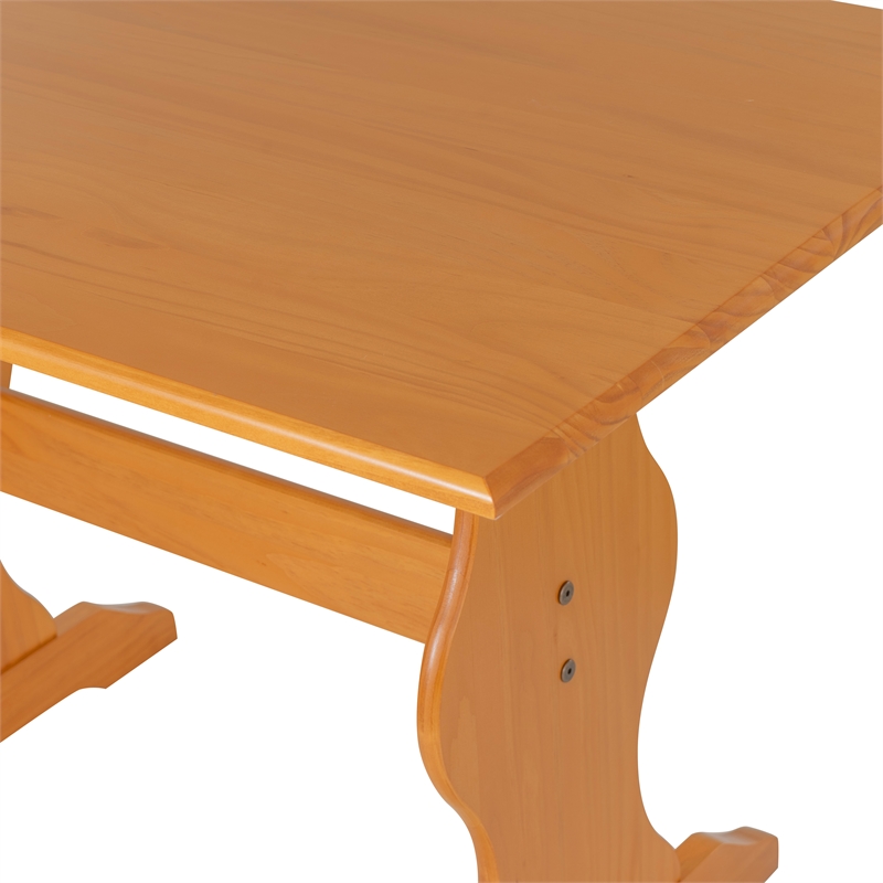 Linon Chelsea Solid Pine Dining Table in Warm Honey Finish
