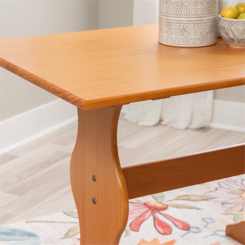 Linon Chelsea Solid Pine Dining Table in Warm Honey Finish