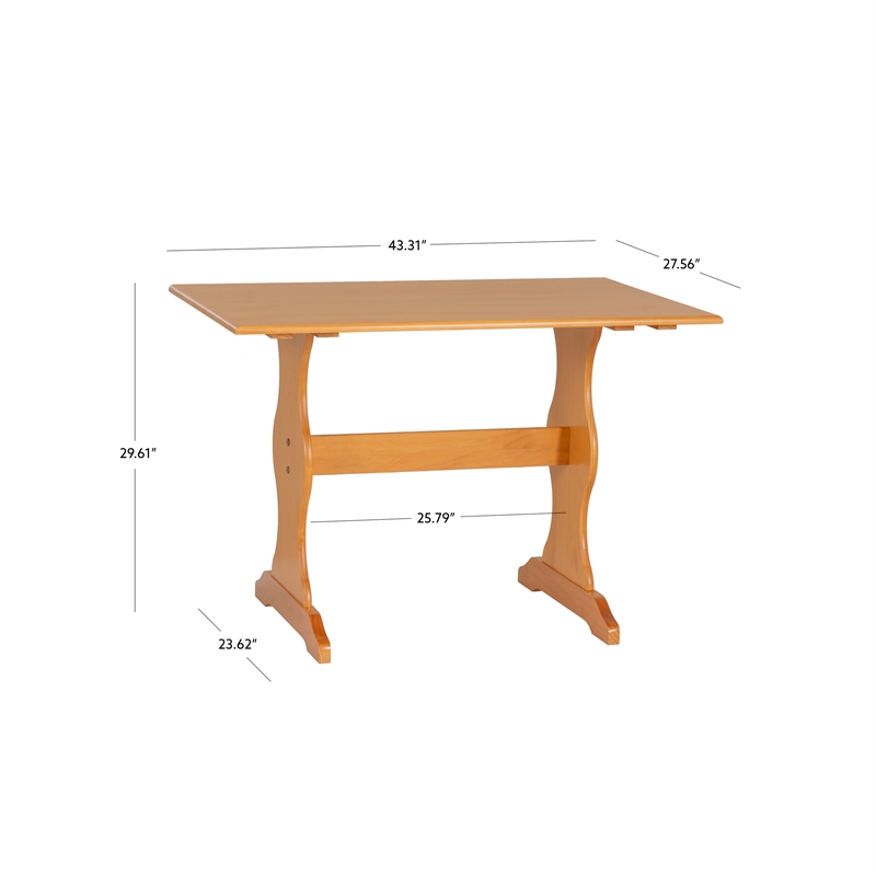Linon Chelsea Solid Pine Dining Table in Warm Honey Finish