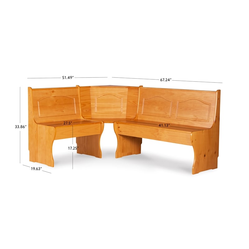 Linon Chelsea Wood Dining Nook Corner Unit in Natural