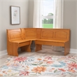 Linon Chelsea Dining Nook Corner Unit with Storage in Honey Stained Pine Wood
