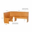 Linon Chelsea Dining Nook Corner Unit with Storage in Honey Stained Pine Wood