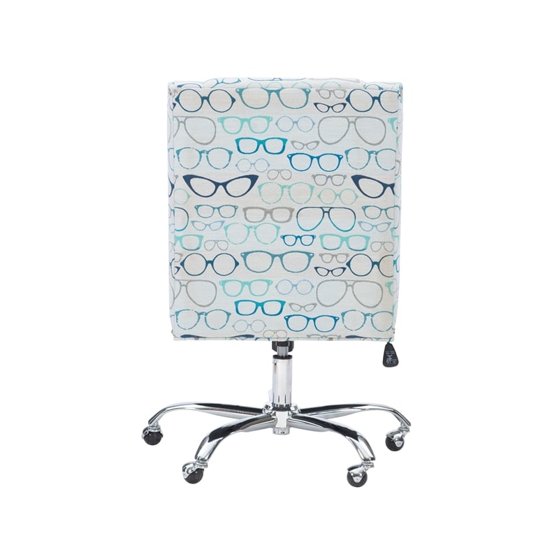 Linon Draper Wood Upholstered Glasses Office Chair in Blue