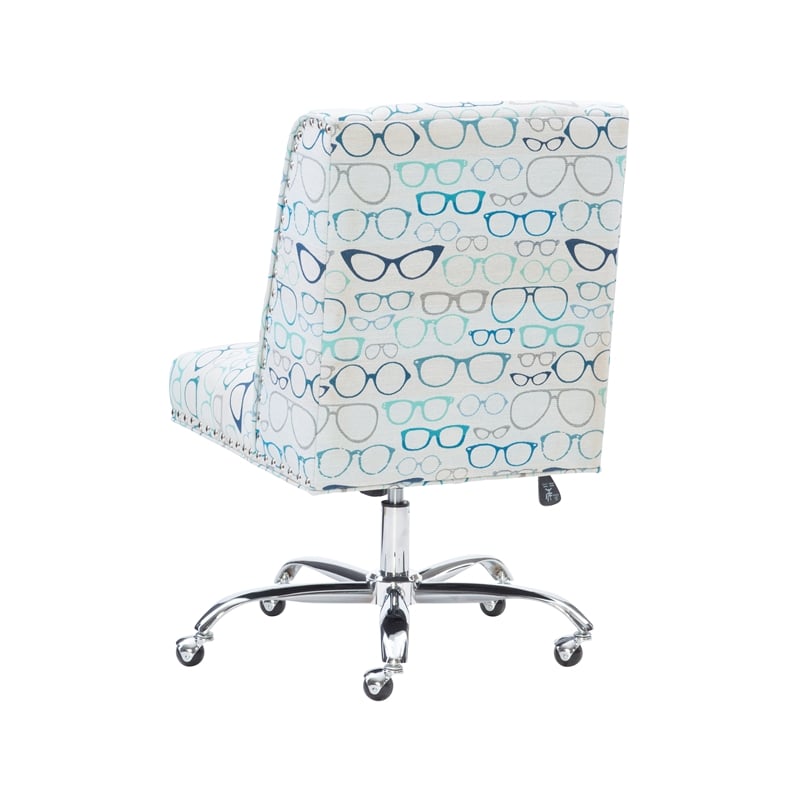 Linon Draper Wood Upholstered Glasses Office Chair in Blue