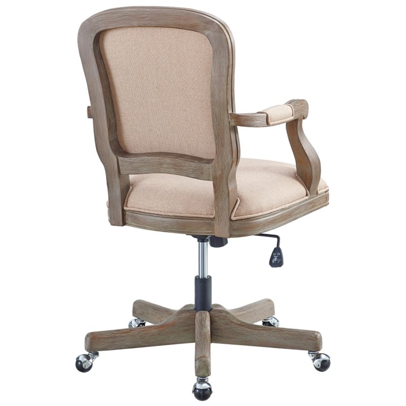 Linon Maybell Vintage Swivel Office Chair in Natural and