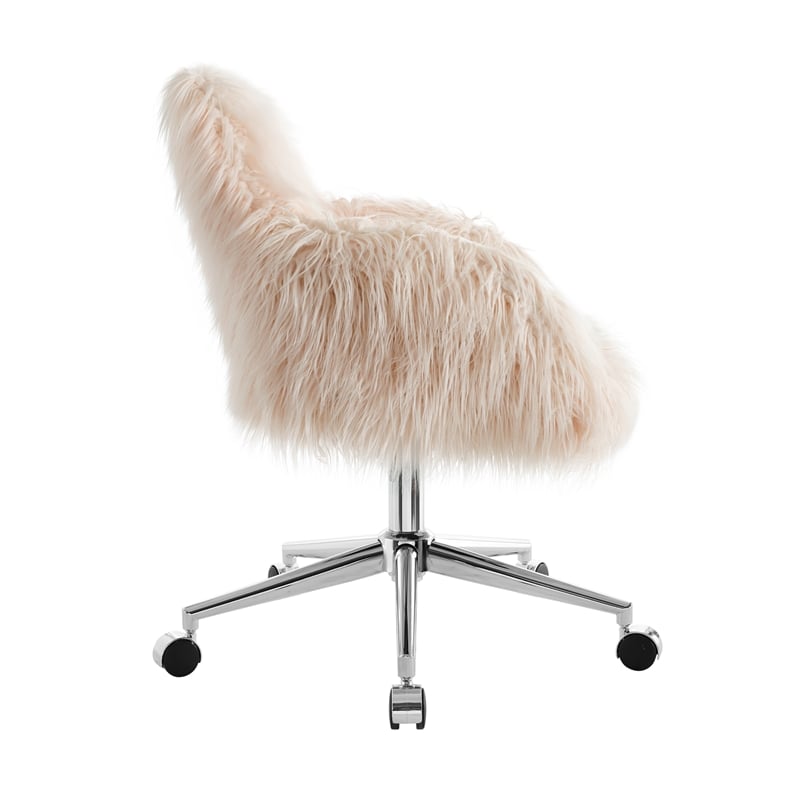 linon fiona faux fur office chair