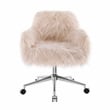 Linon Fiona Faux Fur Swivel Office Chair with Wheels in Pink