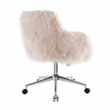 Linon Fiona Faux Fur Swivel Office Chair with Wheels in Pink