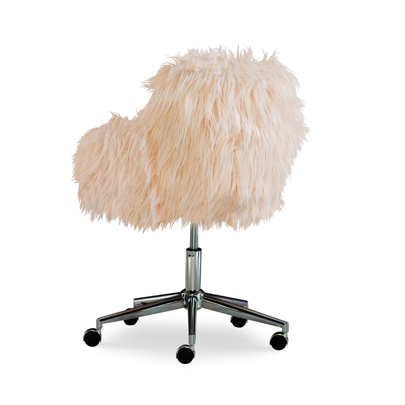 Linon Fiona Faux Fur Swivel Office Chair in Pink - OC050FLOK01U