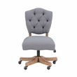 Linon Kelsey Graywash Wood Base Upholstered Tufted Swivel Office Chair in Gray