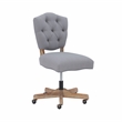 Linon Kelsey Graywash Wood Base Upholstered Tufted Swivel Office Chair in Gray