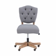 Linon Kelsey Graywash Wood Base Upholstered Tufted Swivel Office Chair in Gray