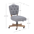 Linon Kelsey Graywash Wood Base Upholstered Tufted Swivel Office Chair in Gray