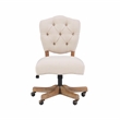 Linon Kelsey Graywash Wood Base Upholstered Tufted Swivel Office Chair in Beige