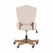 Linon Kelsey Graywash Wood Base Upholstered Tufted Swivel Office Chair in Beige