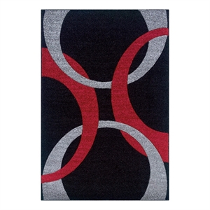 Linon Corfu Spheres Machine Made Heat Set Frieze Yarn Pile 8'x10'3&quot Rug in Black