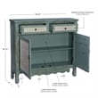 Linon Clancy Slim Storage Cabinet White Decorative Panels in Antique Blue Wood