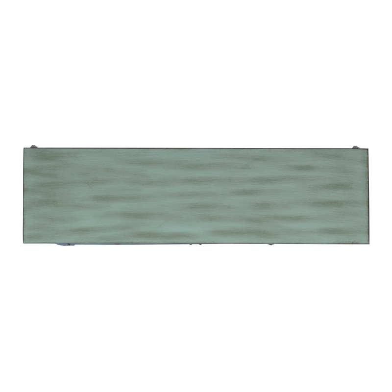 Linon Clancy Slim Storage Cabinet White Decorative Panels in Antique Blue Wood