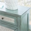 Linon Clancy Slim Storage Cabinet White Decorative Panels in Antique Blue Wood